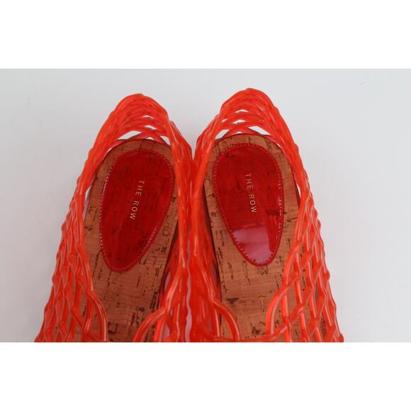 The Row Mara Red Fishnet Jelly PVC Cut Out Cage Flat Sandals Designer Shoes 37 - Picture 11 of 16